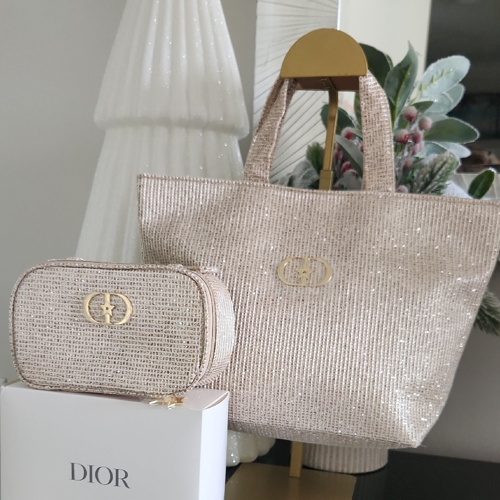 Shimmering Gold Tote and Pouch Set..Perfect For Travel, Gym, Car, Work!